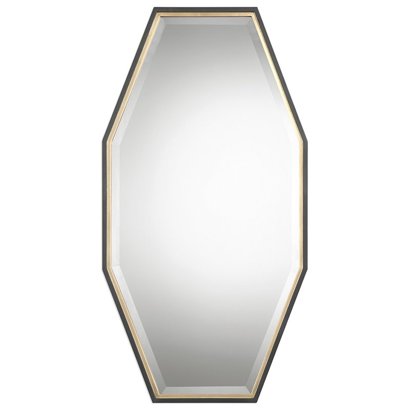 Bowery Hill Contemporary Decorative Mirror in Gold and Black