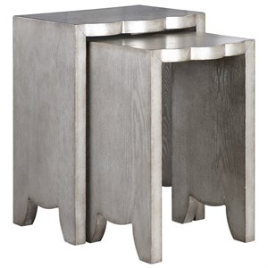 bowery hill modern 2 piece nesting end table set in natural ash