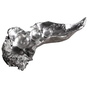 Bowery Hill Contemporary 3 Peas in A Pod Sculpture in Silver