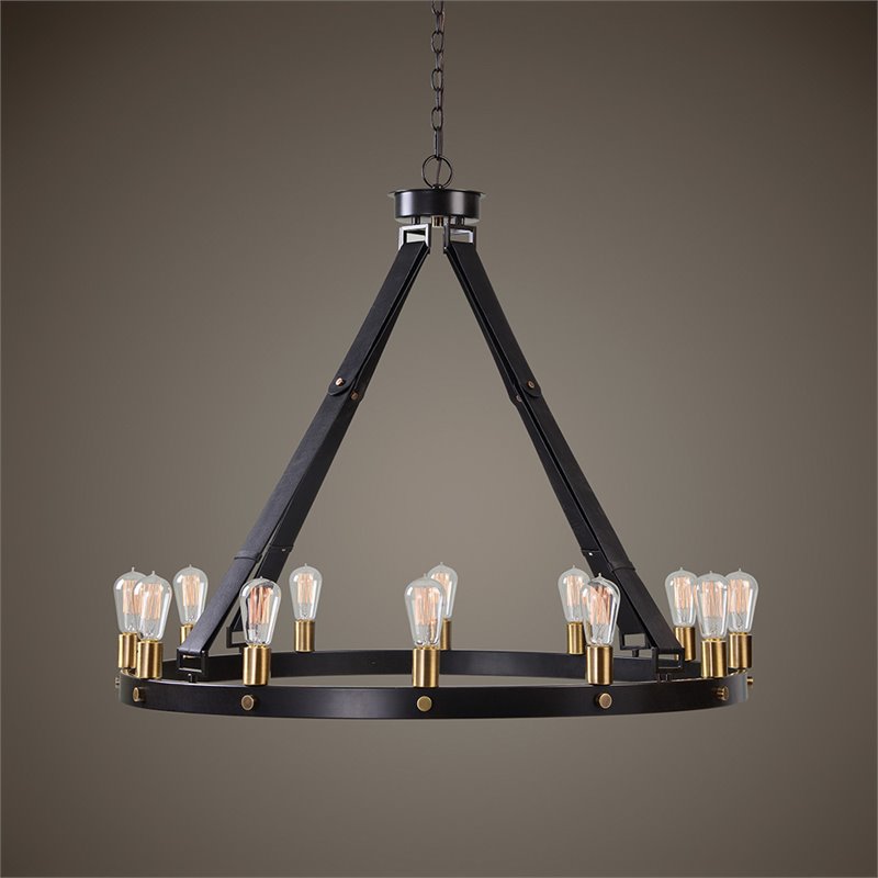 Bowery Hill Contemporary 12 Light Circular Chandelier in Bronze