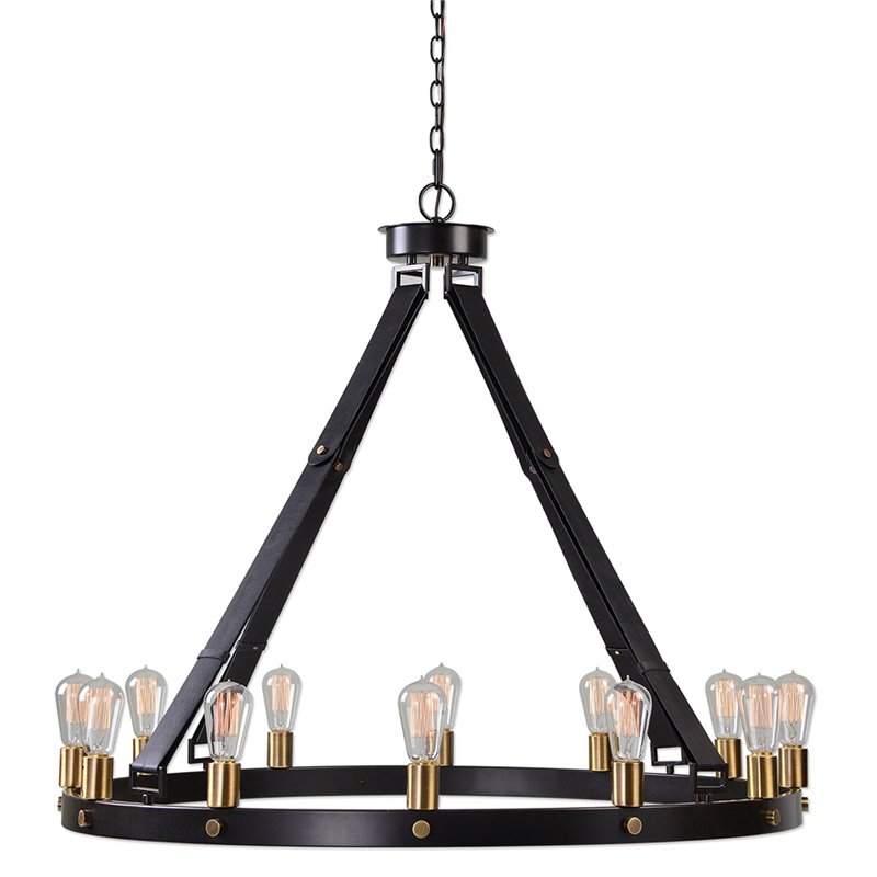 Bowery Hill Contemporary 12 Light Circular Chandelier in Bronze