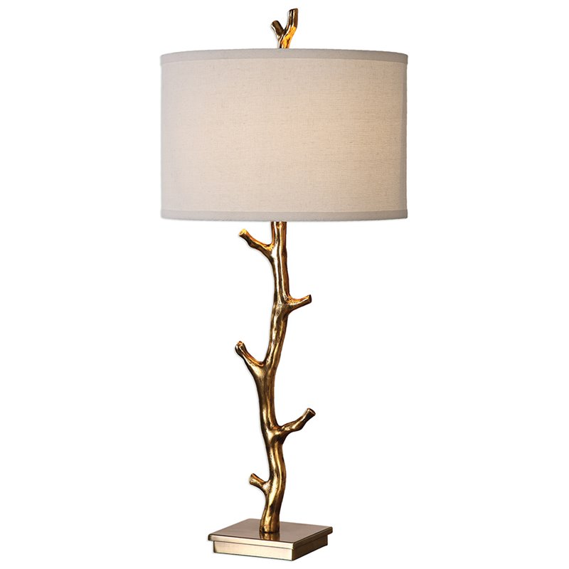 Bowery Hill Tree Branch Table Lamp in Antique Gold and Ivory