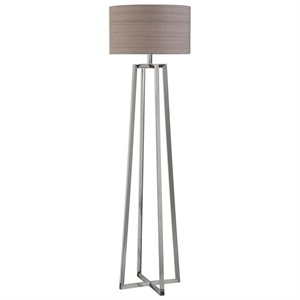 bowery hill contemporary floor lamp in polished nickel and taupe