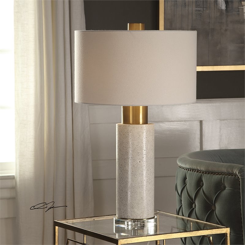 Bowery Hill Contemporary Table Lamp in Bleach Wash and White