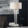 Bowery Hill Modern Table Lamp in Brushed Nickel and Off White