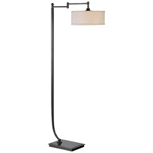 bowery hill contemporary floor lamp in dark bronze and beige