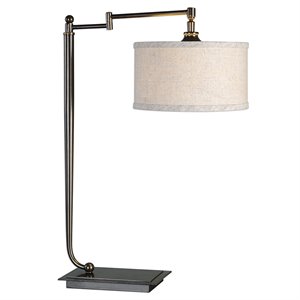 bowery hill modern desk table lamp in dark bronze and beige