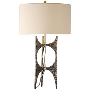 Bowery Hill Contemporary Table Lamp in Antique Bronze and White