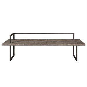Bowery Hill Modern Bench in Antique White Wash and Aged Black