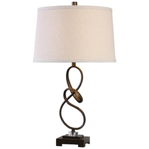 Bowery Hill Modern Table Lamp in Oil Rubbed Bronze and Light Beige