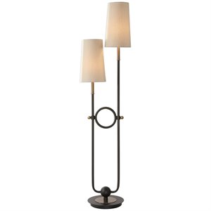 bowery hill 2 arm 2 light floor lamp in matte black and brass