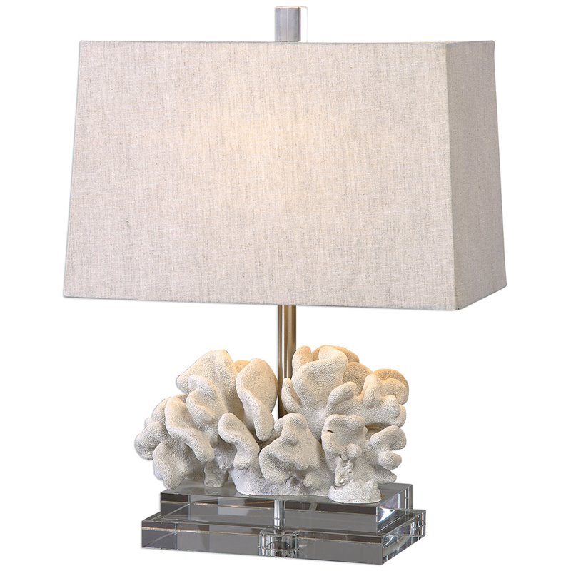 Bowery Hill Modern Coral Sculpture Table Lamp in Ivory and Beige