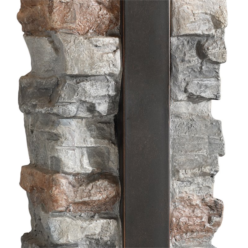 Bowery Hill Modern Stacked Stone Table Lamp in Gray and Black