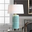 Bowery Hill Modern Table Lamp in Distressed Teal and Off White