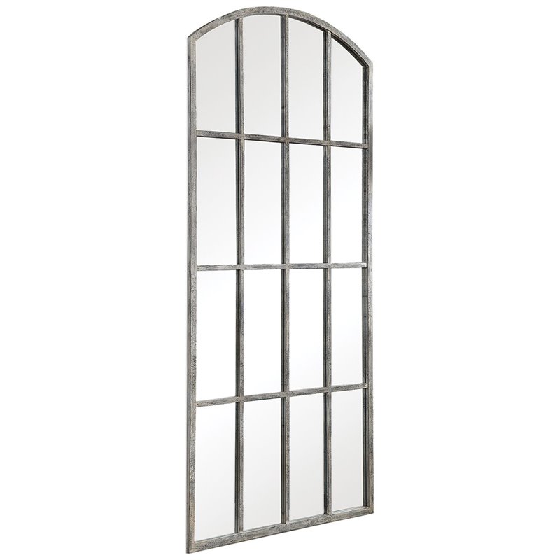 Bowery Hill Arched Decorative Mirror in Rust Gray and Off White