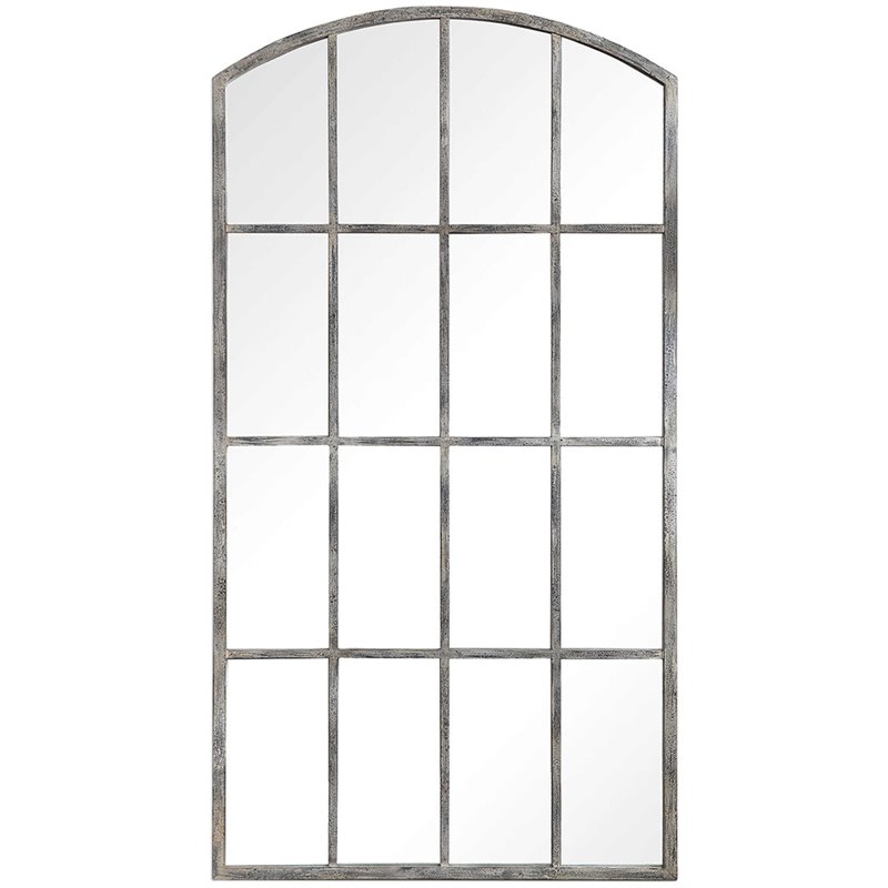 Bowery Hill Arched Decorative Mirror in Rust Gray and Off White