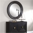 Bowery Hill Contemporary Round Industrial Mirror in Dark Gray