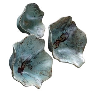Bowery Hill Modern Wood Wall Art in Soft Blue Green (Set of 3)