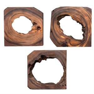 Bowery Hill Modern Wood Wall Art in Coffee Brown (Set of 6)