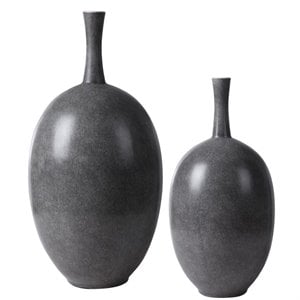 Bowery Hill Modern Vase in Marbled Black and White (Set of 2)