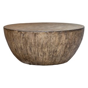 Bowery Hill Contemporary Round Wood Coffee Table in Aged Walnut