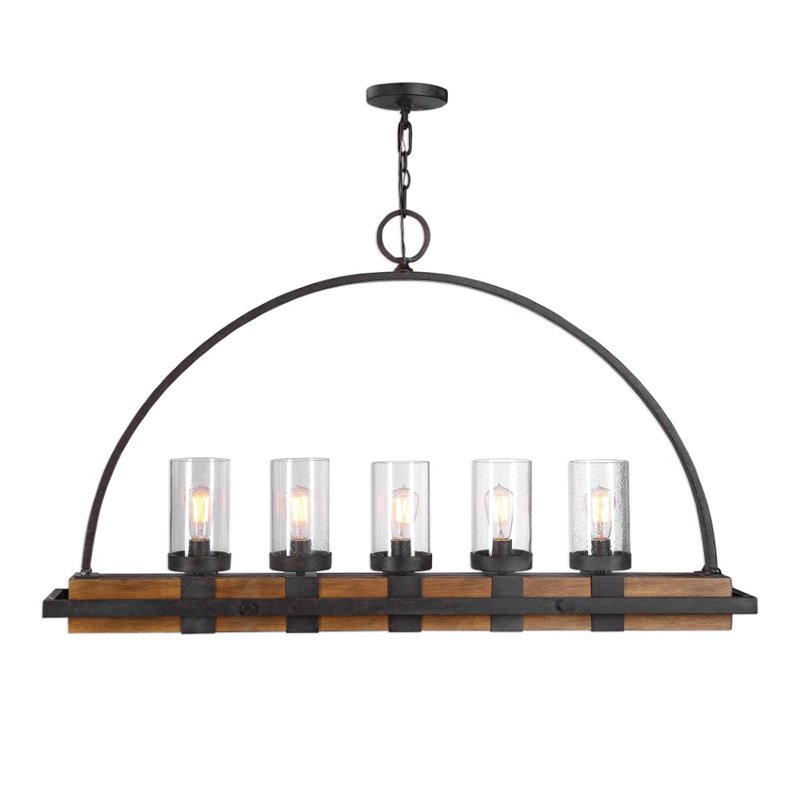 Bowery Hill 5 Light Rustic Linear Chandelier  in Weathered Bronze