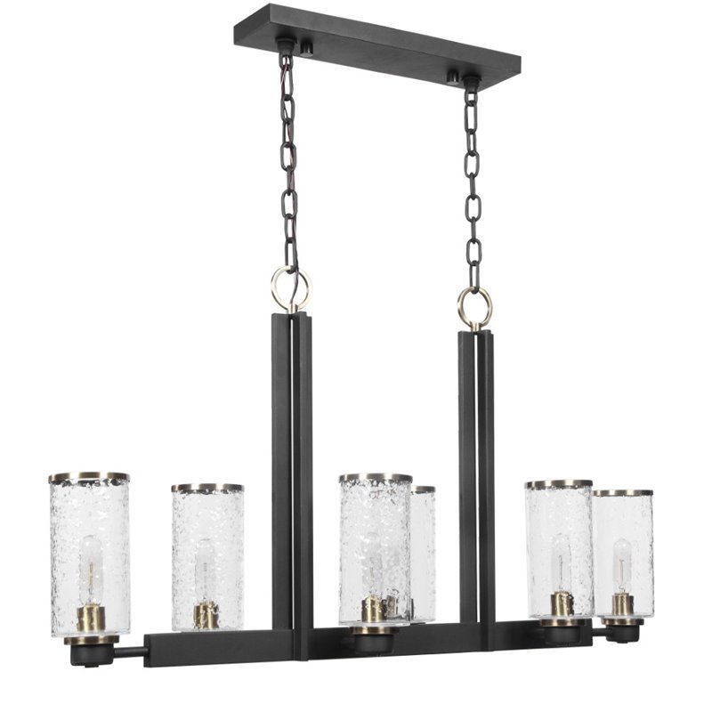 Bowery Hill Modern 6 Light Industrial Island Light in Sanded Black