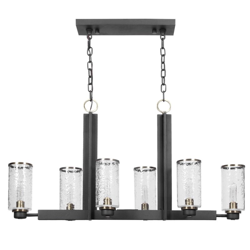 Bowery Hill Modern 6 Light Industrial Island Light in Sanded Black