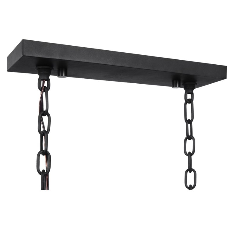 Bowery Hill Modern 6 Light Industrial Island Light in Sanded Black