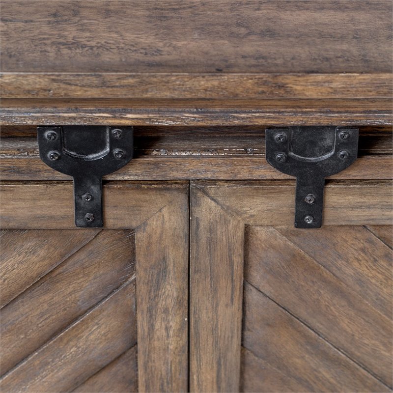 Bowery Hill Contemporary Barn Door TV Stand in Antique Honey