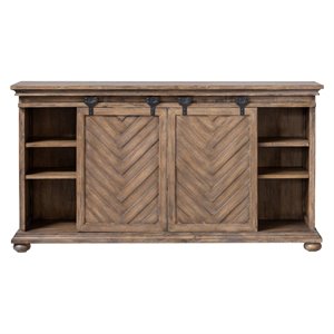 bowery hill contemporary barn door tv stand in antique honey