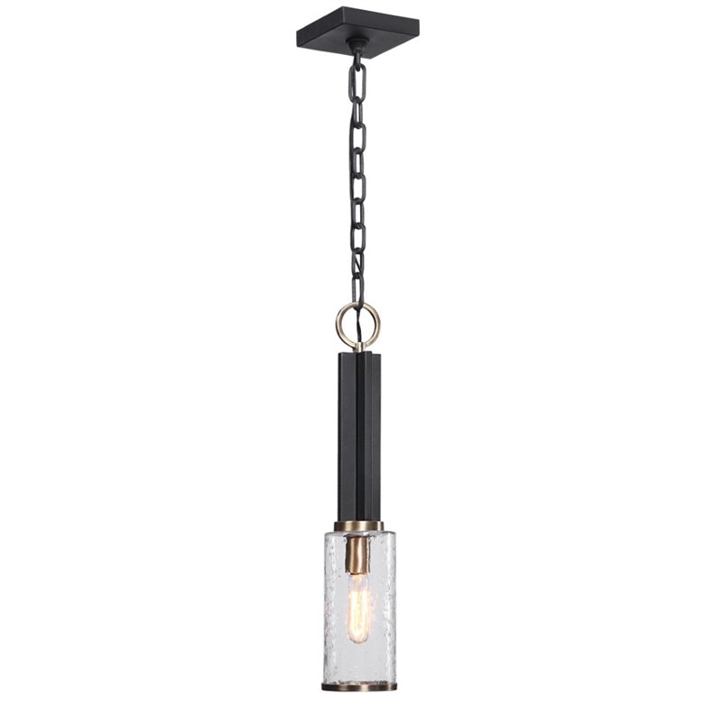 Bowery Hill Modern 1 Light Industrial Mini Pendant in Sanded Black