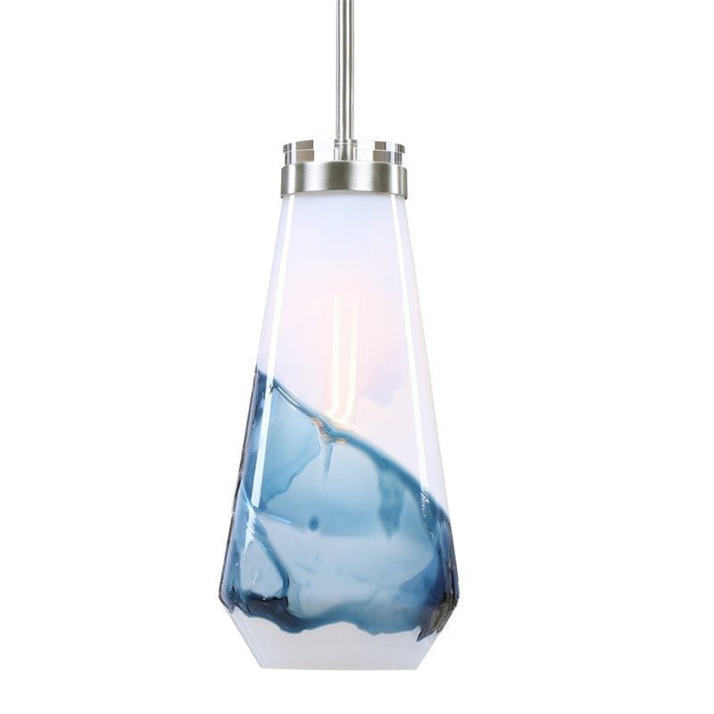 Bowery Hill Contemporary 1 Light Mini Pendant in Blue and White