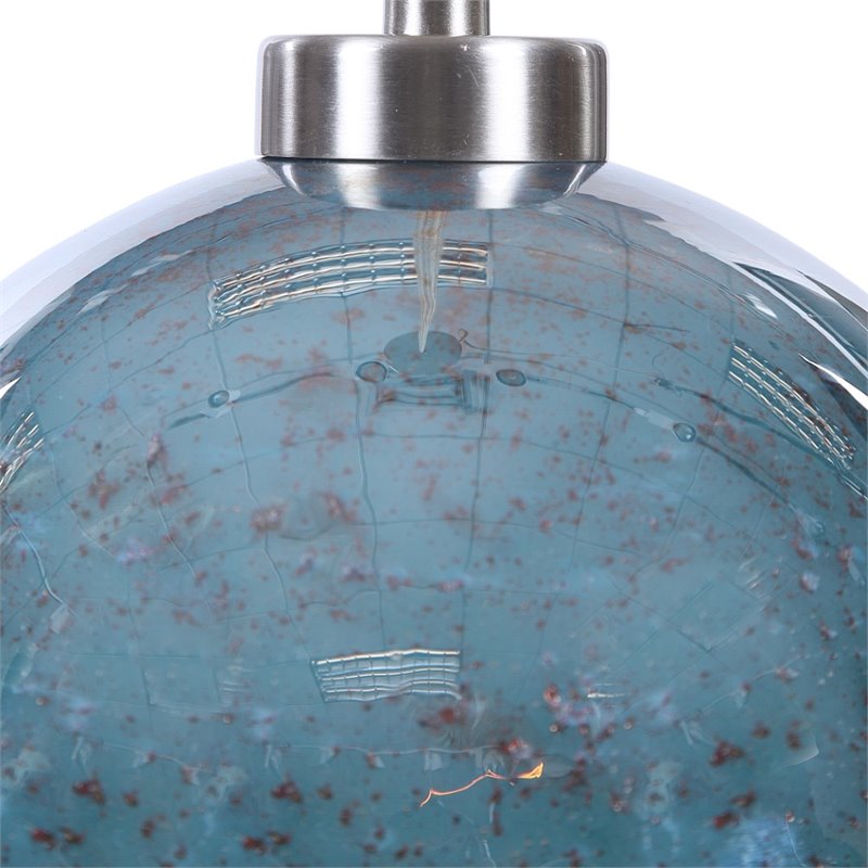 Bowery Hill Steel and Glass Brushed Nickel Pendant Circle Adjustable 10.13