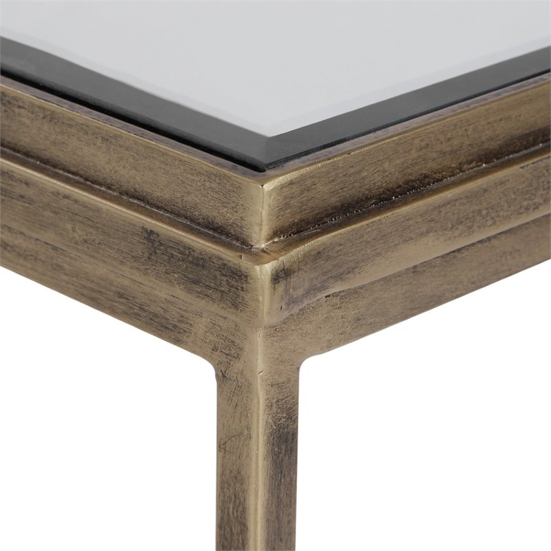 Bowery Hill Modern Nesting Table in Antique Gold (Set of 3)