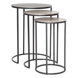Bowery Hill Metal Nesting Table in Antique Nickel (Set of 3)