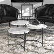 Bowery Hill Contemporary Tiered Coffee Table in White Marble