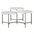 Bowery Hill Contemporary Tiered Coffee Table in White Marble