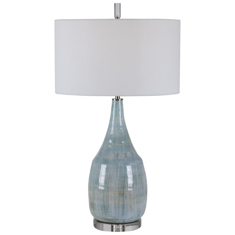 Bowery Hill Contemporary Coastal Table Lamp in Aqua and Teal
