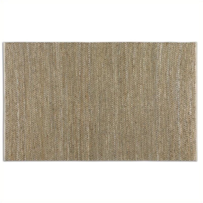 Bowery Hill Modern 9' x 12' Rescued Leather Rug in Beige and Gray