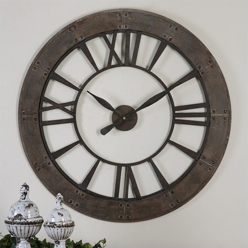 Bowery Hill Contemporary Wall Clock in Dark Rustic Bronze