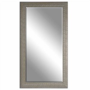bowery hill contemporary champagne mirror in antique silver