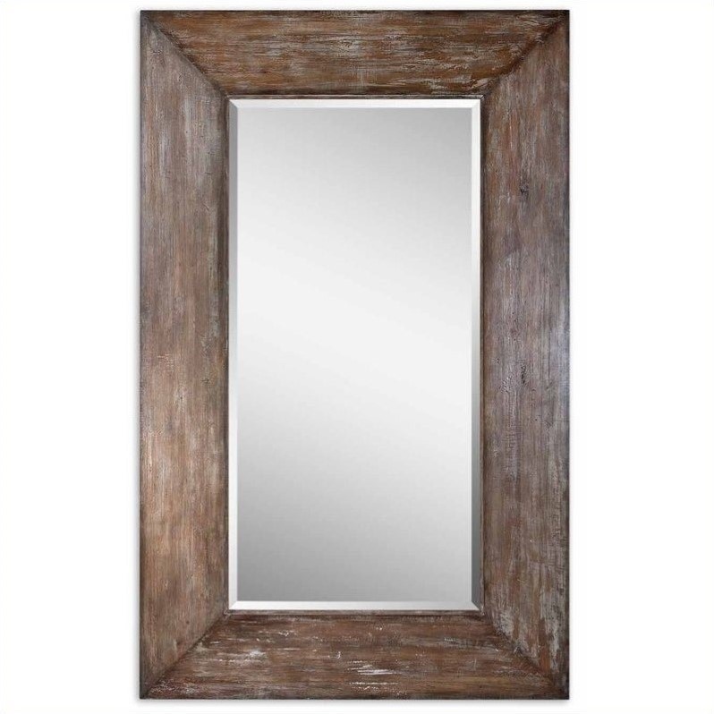 Bowery Hill Contemporary Antiqued Large Wood Mirror