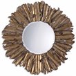 Bowery Hill Contemporary Mirror in Antique Gold with Hammered Metal Frame