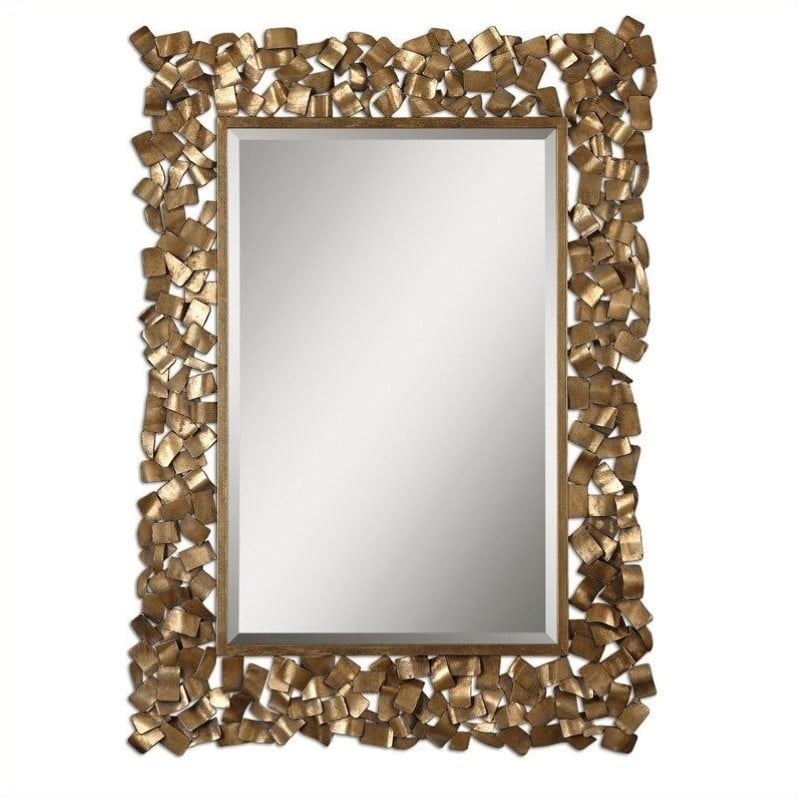 Bowery Hill Contemporary Mirror in Antique Gold Leaf Finish