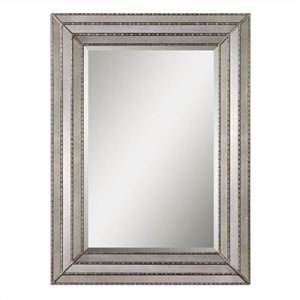 Bowery Hill Contemporary Mirror in Antique Silver Inlays