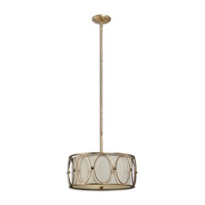 bowery hill contemporary 3 light pendant in gold