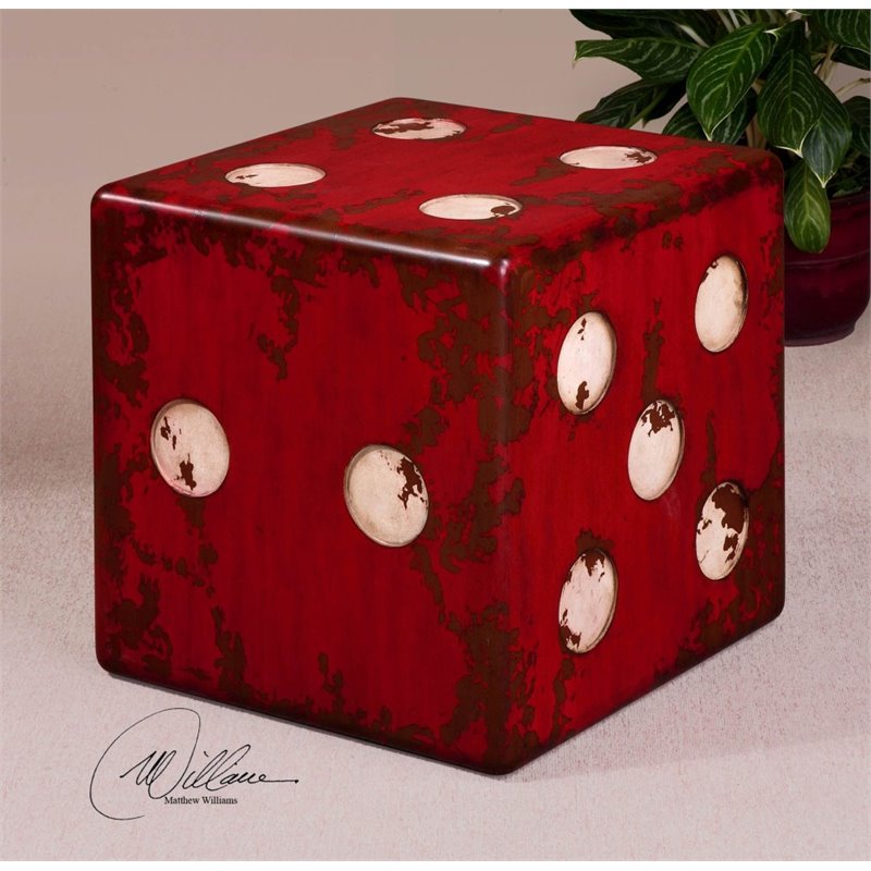Bowery Hill Contemporary Fir Wood Accent Table in Red