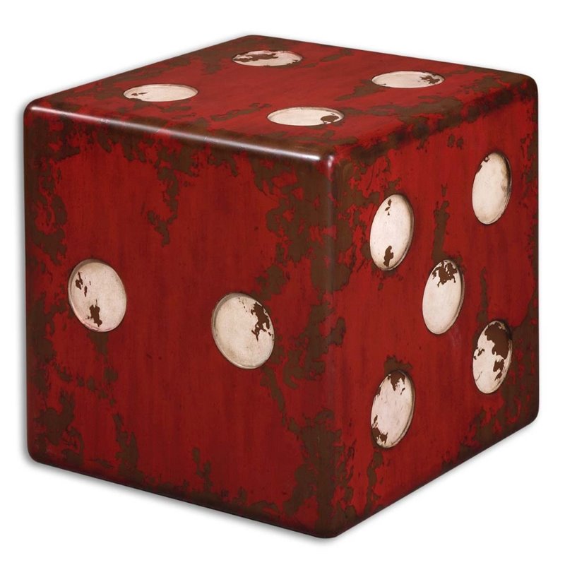 Bowery Hill Contemporary Fir Wood Accent Table in Red