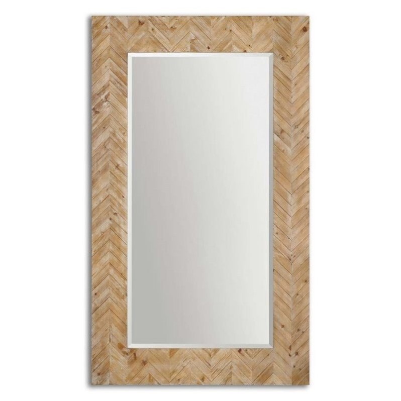 Bowery Hill Contemporary Oversized Wooden Mirror in Light Gray
